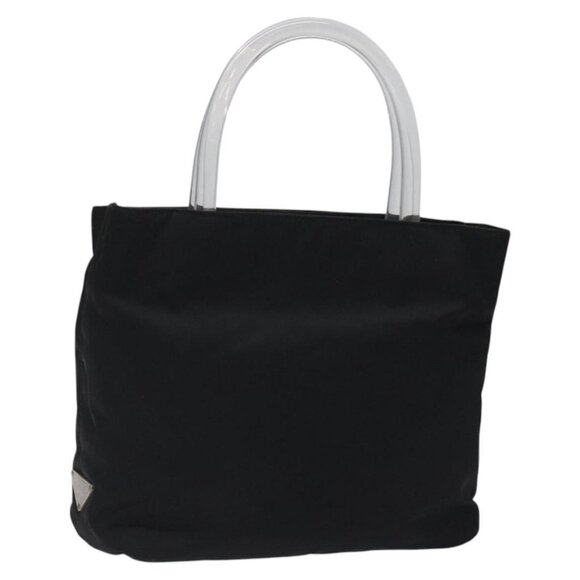 PRADA Hand Bag Nylon Plastic Black Clear Silver Auth - Picture 1 of 16